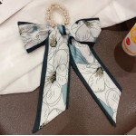 Esarfa din matase cu elastic din perle crem Cod ESF080